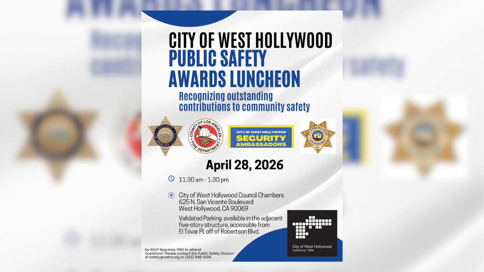 City of West Hollywood to Host 2026 Public Safety Awards & Luncheon
